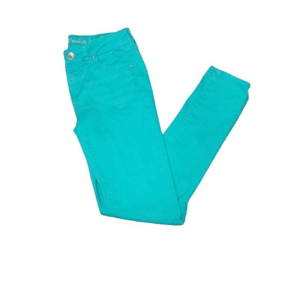 Justice Teal Distressed Skinny Jeans Size 14